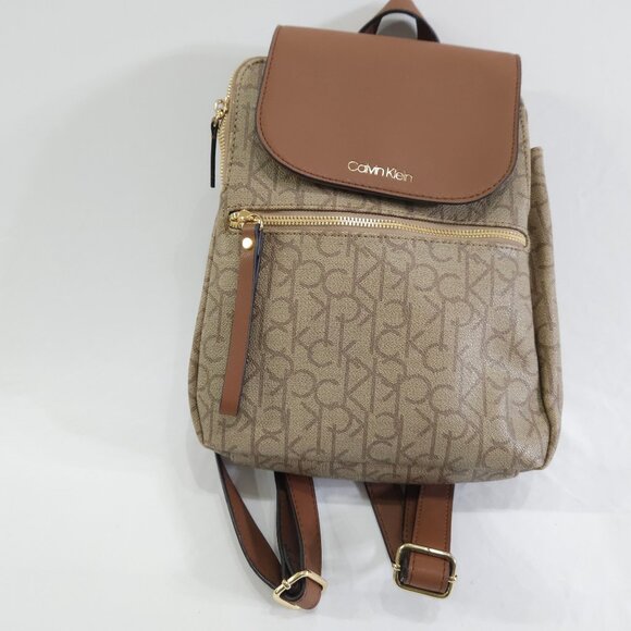 Calvin Klein Signature Elaine Brown Logo Backpack - Picture 1 of 4